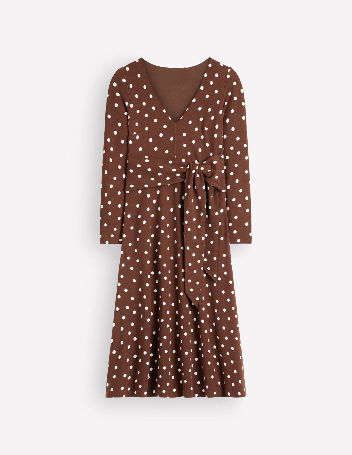 Robe en point de Rome nouée à la taille-Terre d’ombre, pois peints - Image 6