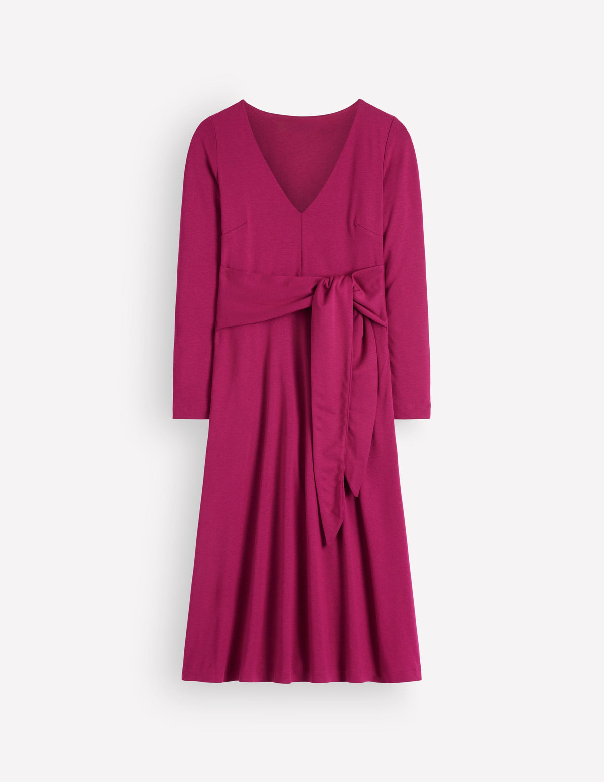 Ponte-Kleid mit Bindegürtel-Rote Beete-5