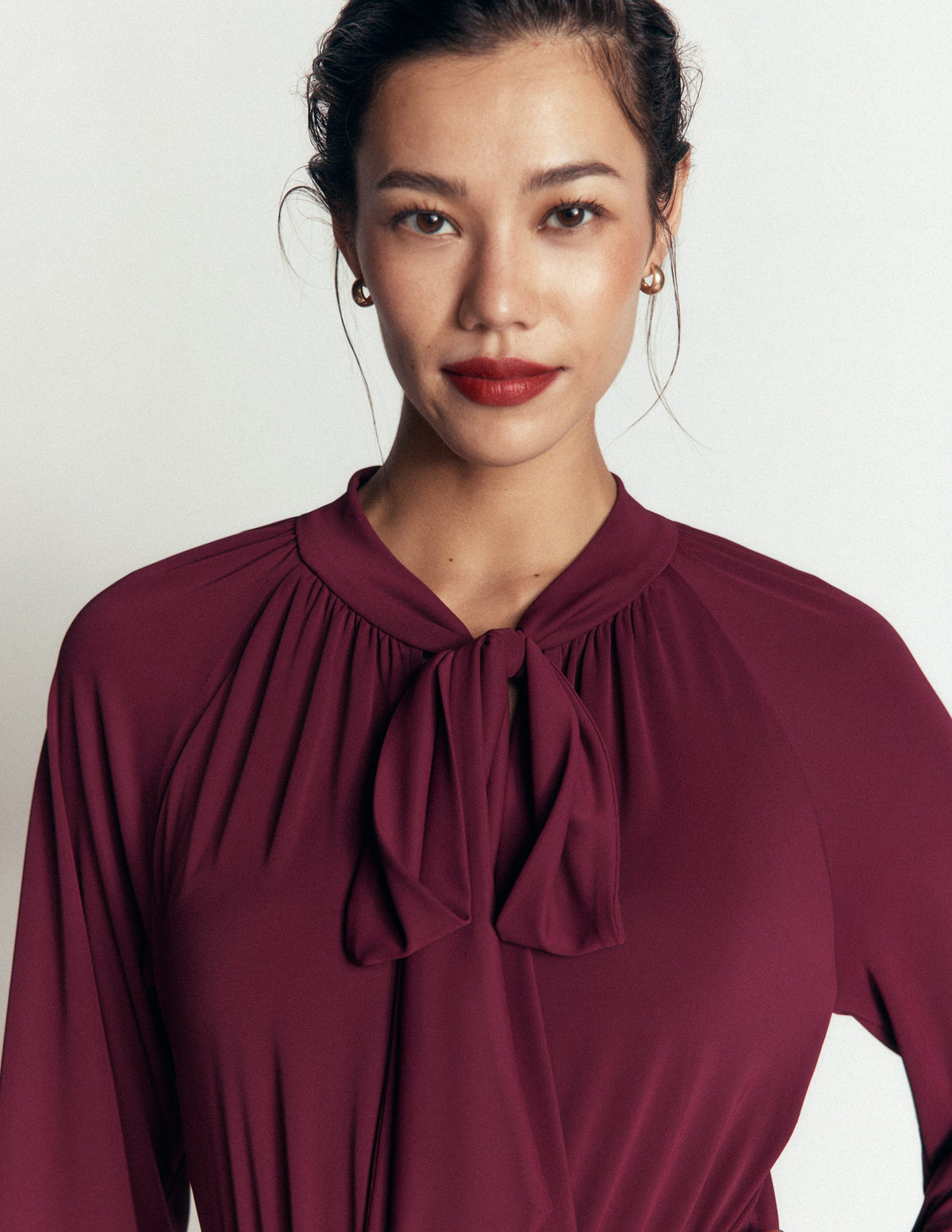 Jersey-Maxikleid mit Schleife-Dunkelviolett - Image 2