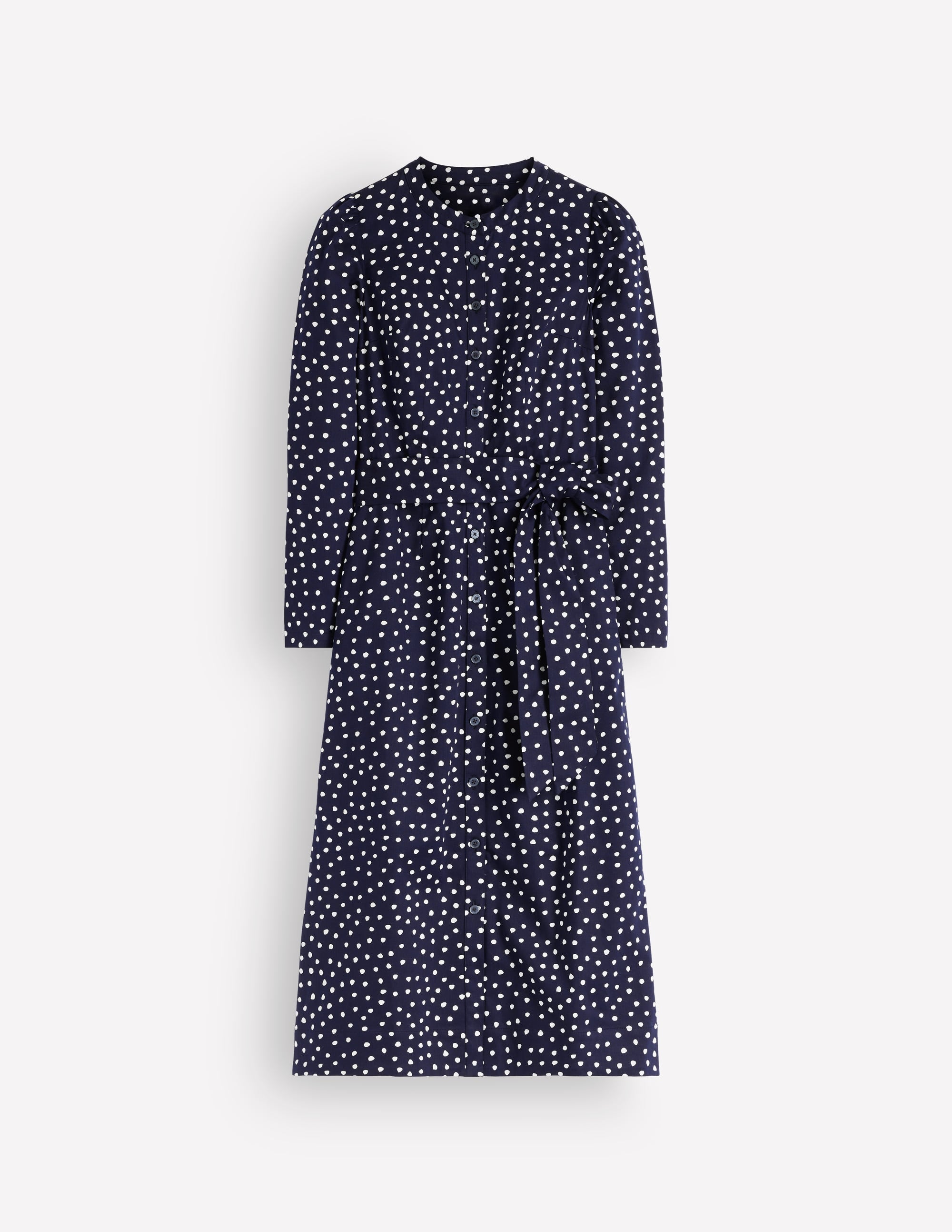 Louise Midi-Hemdblusenkleid-Französisches Marineblau, Gemalte Tupfen - Image 5
