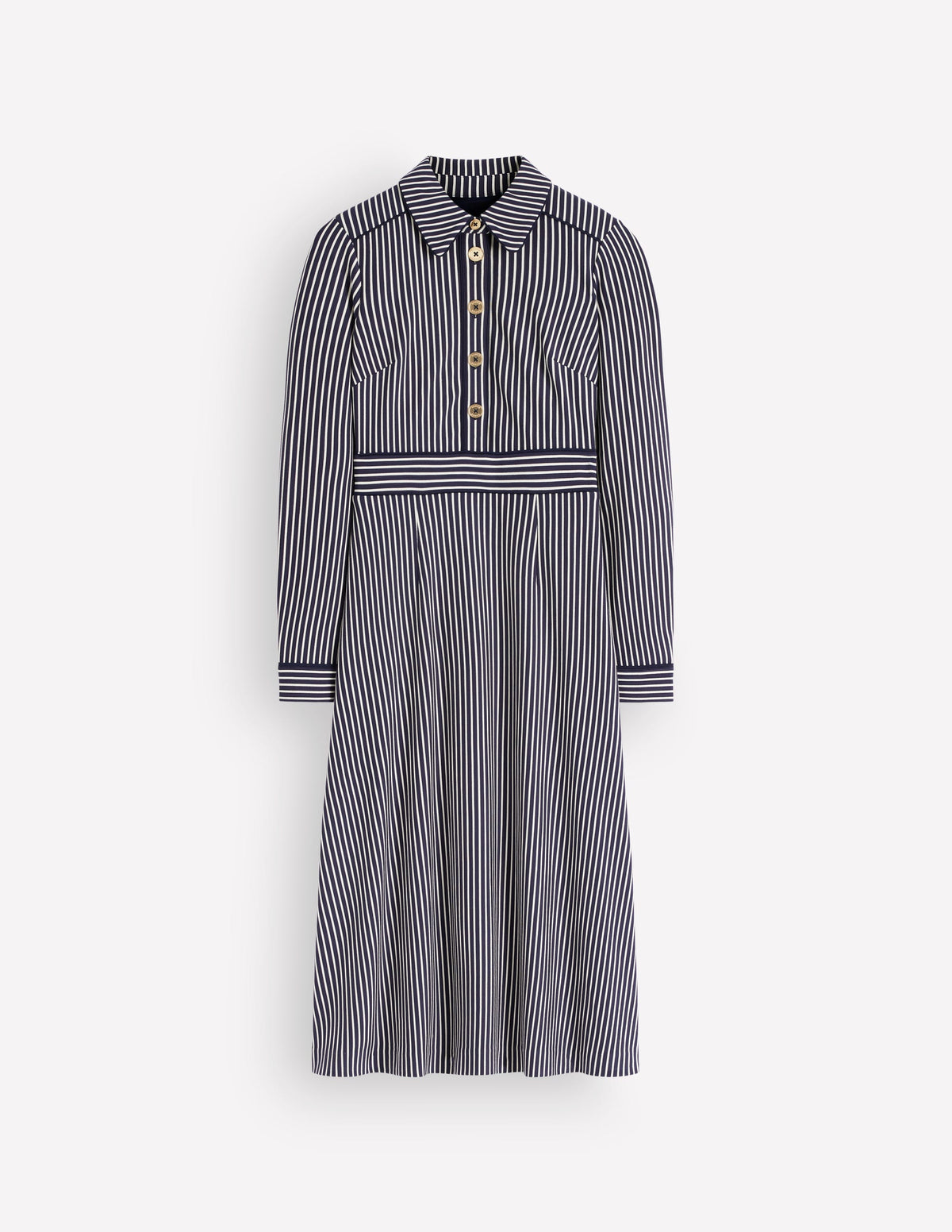 Etta Ponte-Kleid mit Paspelierung-Marineblau, Naturweiß Gestreift - Image 6