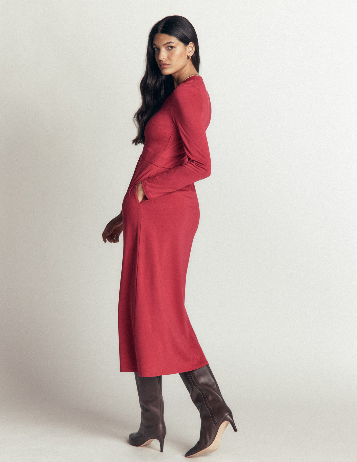 Robe Hope en jersey à détails zippés-Terre rouge - Image 3