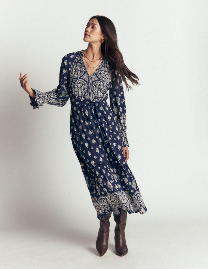 Blouson-Stufenkleid aus Jersey-Französisches Marineblau, Gartenornamente