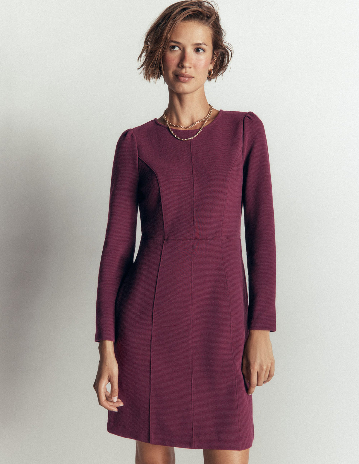 Robe Marla en ottoman à coutures-Cerise foncée - Image 1