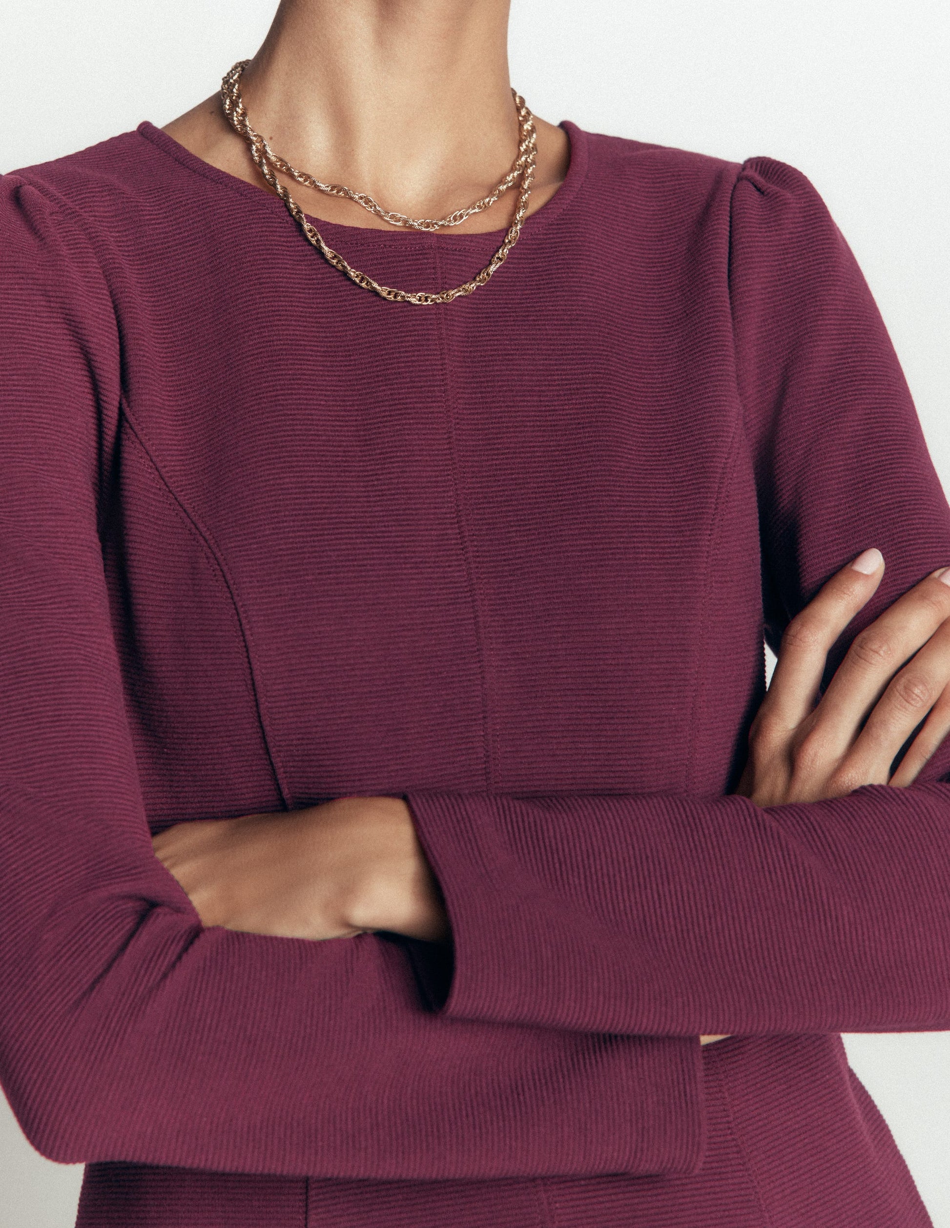 Robe Marla en ottoman à coutures-Cerise foncée-2