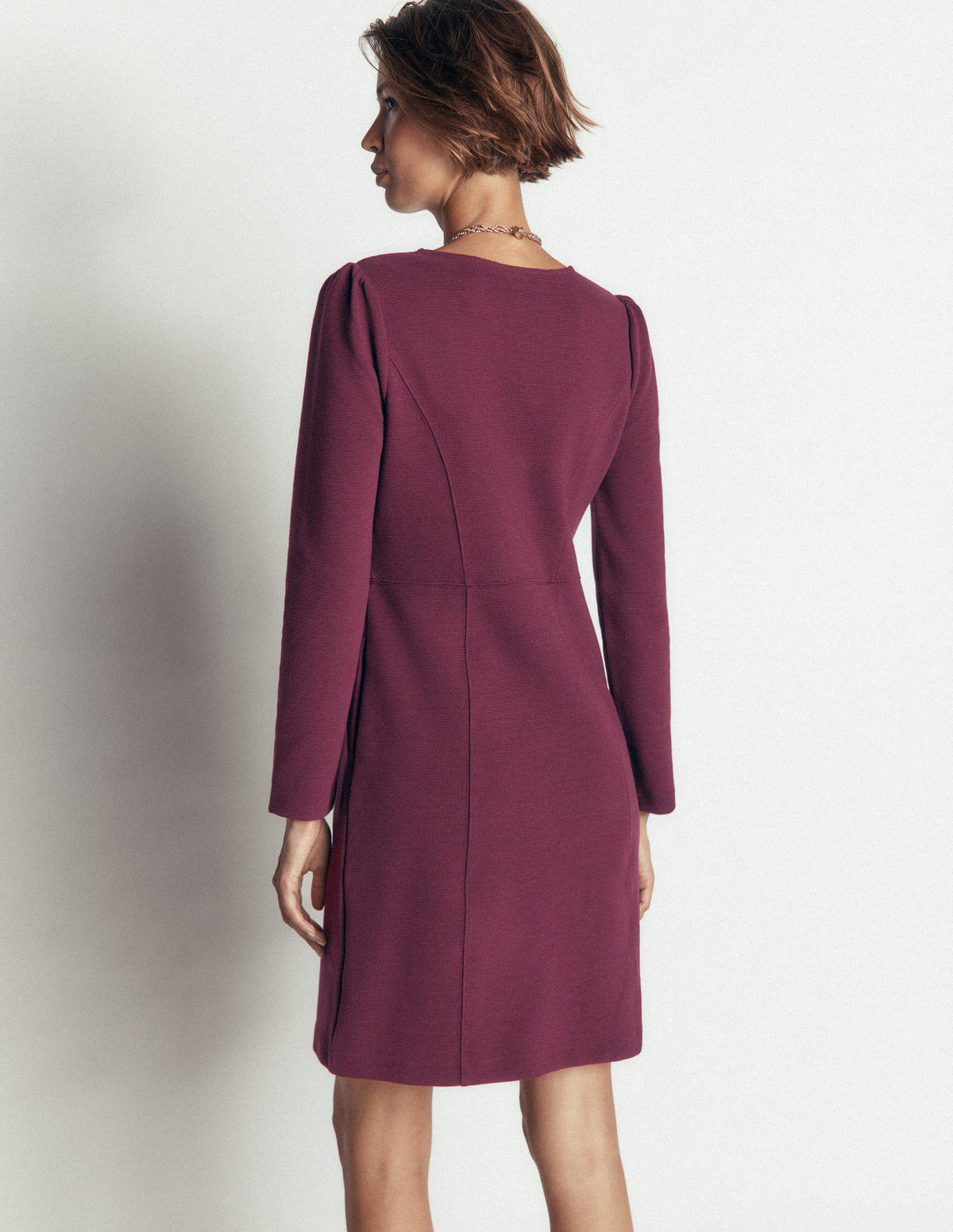 Robe Marla en ottoman à coutures-Cerise foncée - Image 3