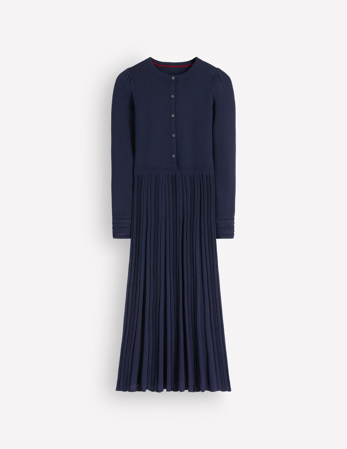 Strickkleid mit Zopfmuster-Marineblau-6