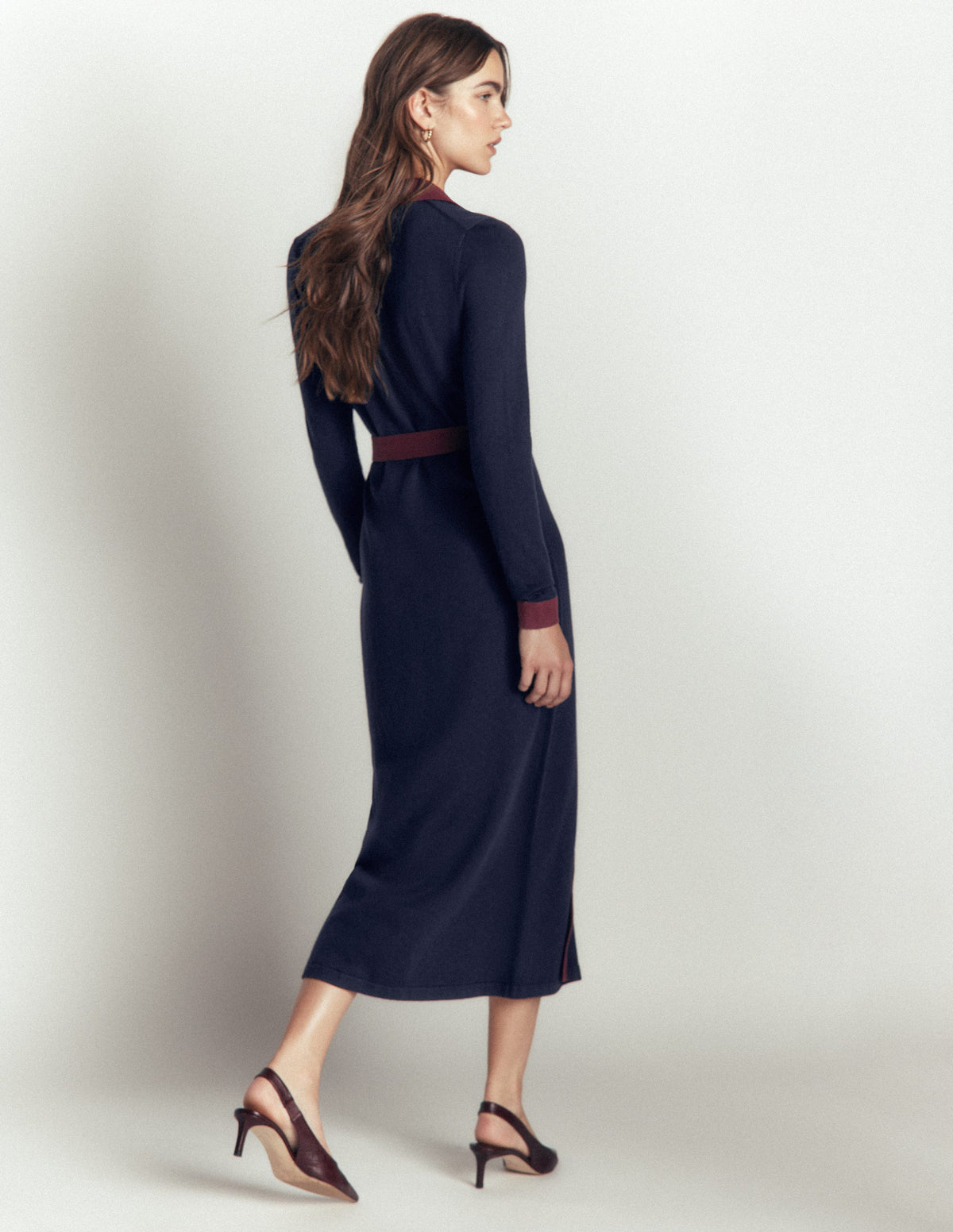 Robe-chemise Jessica en maille-Bleu soir, glycine profonde-3