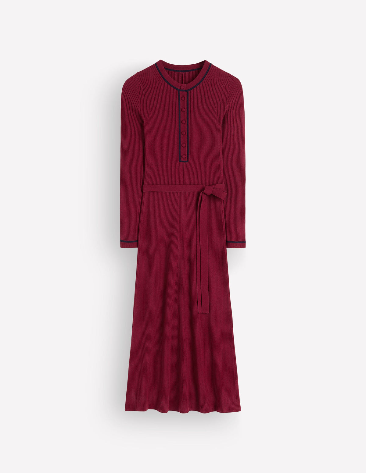 Paula Geripptes Kleid mit Rundhalsausschnitt-Dunkler Blauregen, Marineblau-6