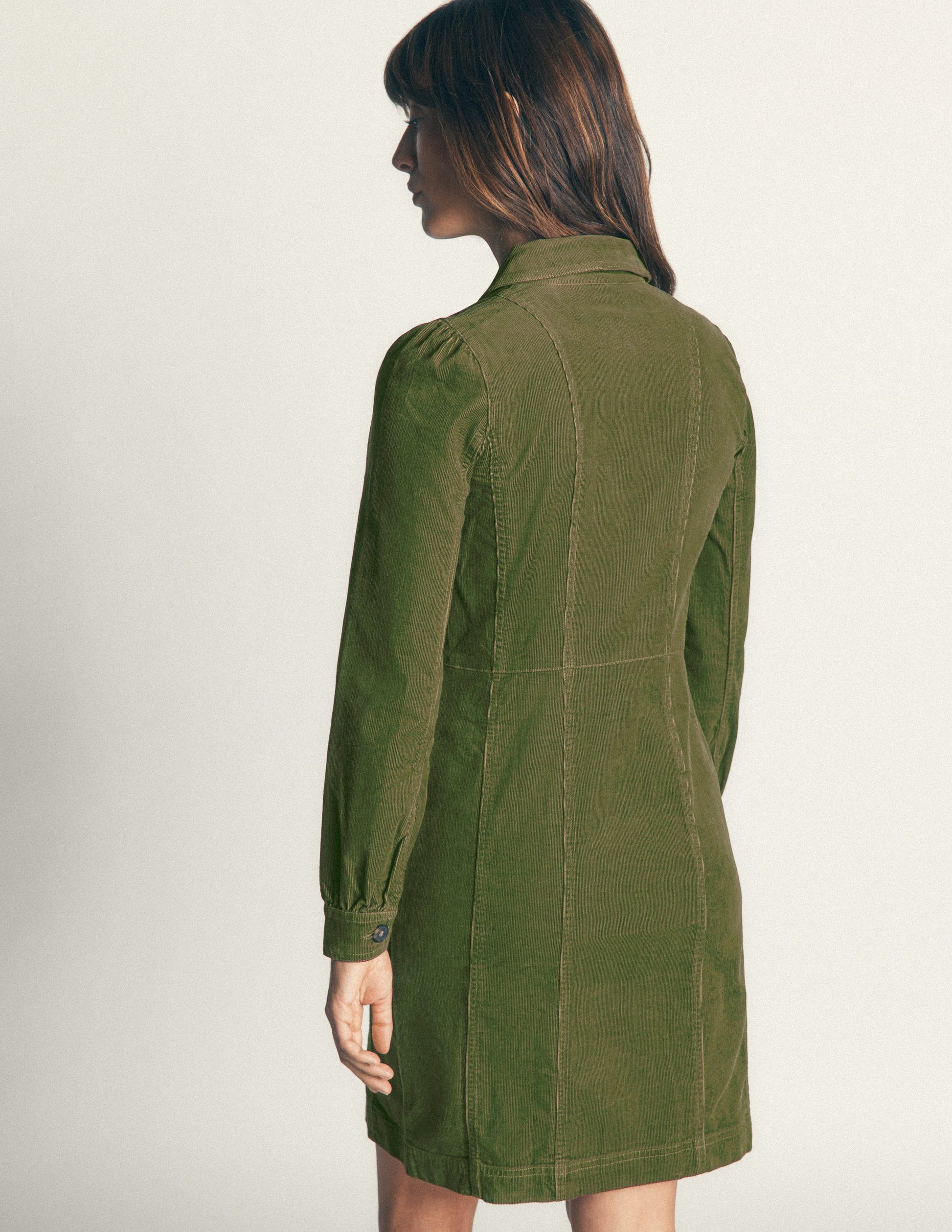 Rhoda Kurzes Cordkleid-Waldgrün-3