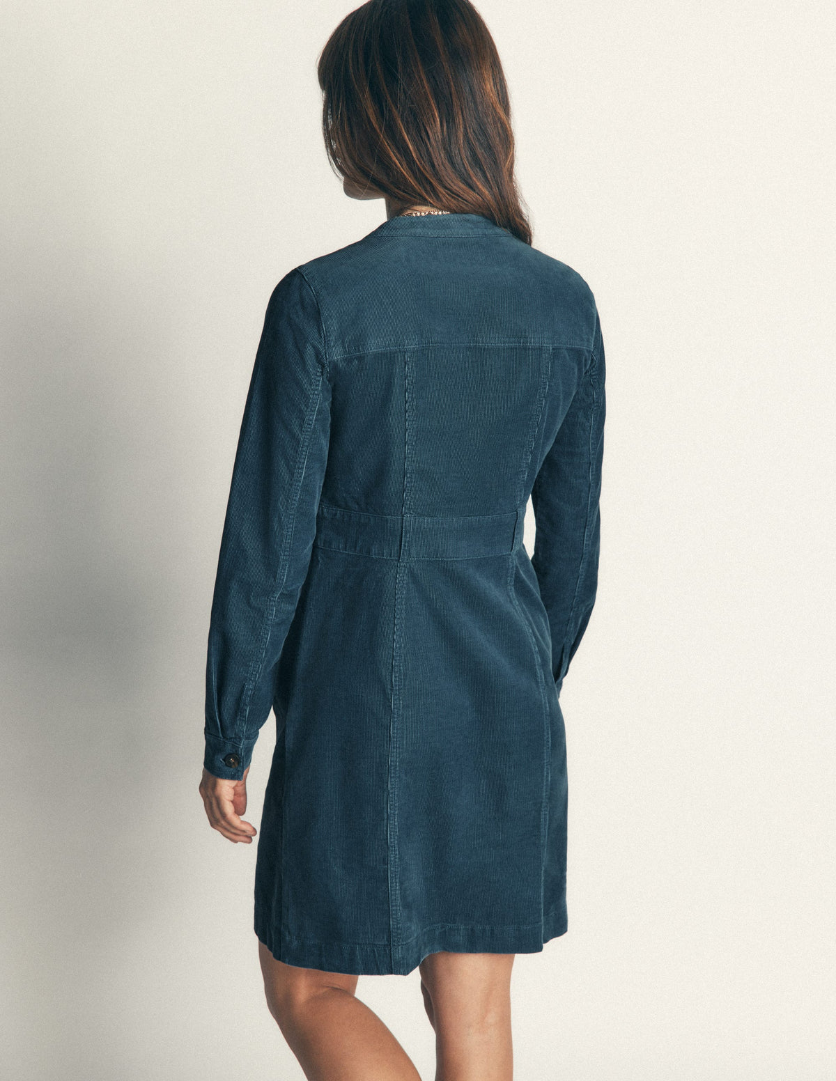 Robe courte Zara en velours côtelé-Bleu Orage - Image 3