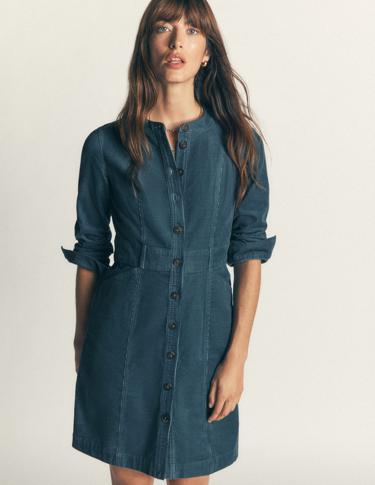 Robe courte Zara en velours côtelé-Bleu Orage - Image 4
