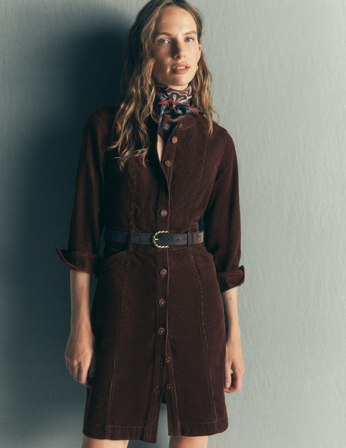 Zara Kurzes Cordkleid-Bitterschokolade-5