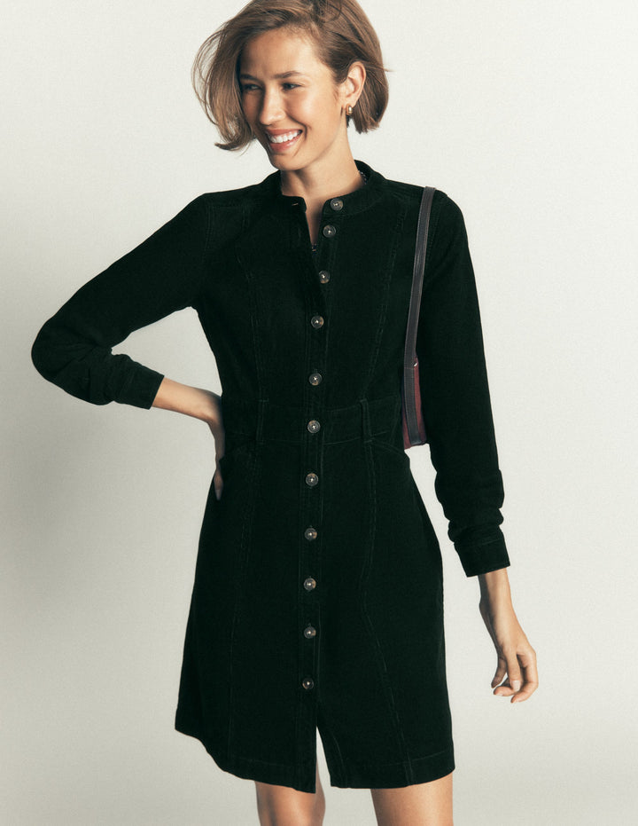 Zara Kurzes Cordkleid-Mitternachtsblau Smaragdgrün