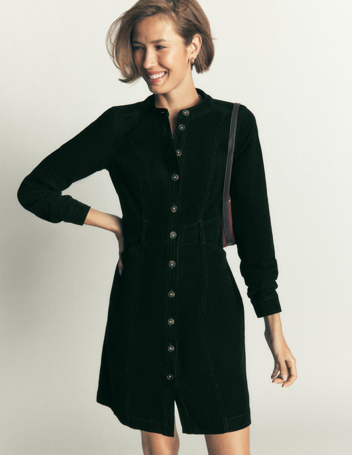 Zara Kurzes Cordkleid-Mitternachtsblau Smaragdgrün-1