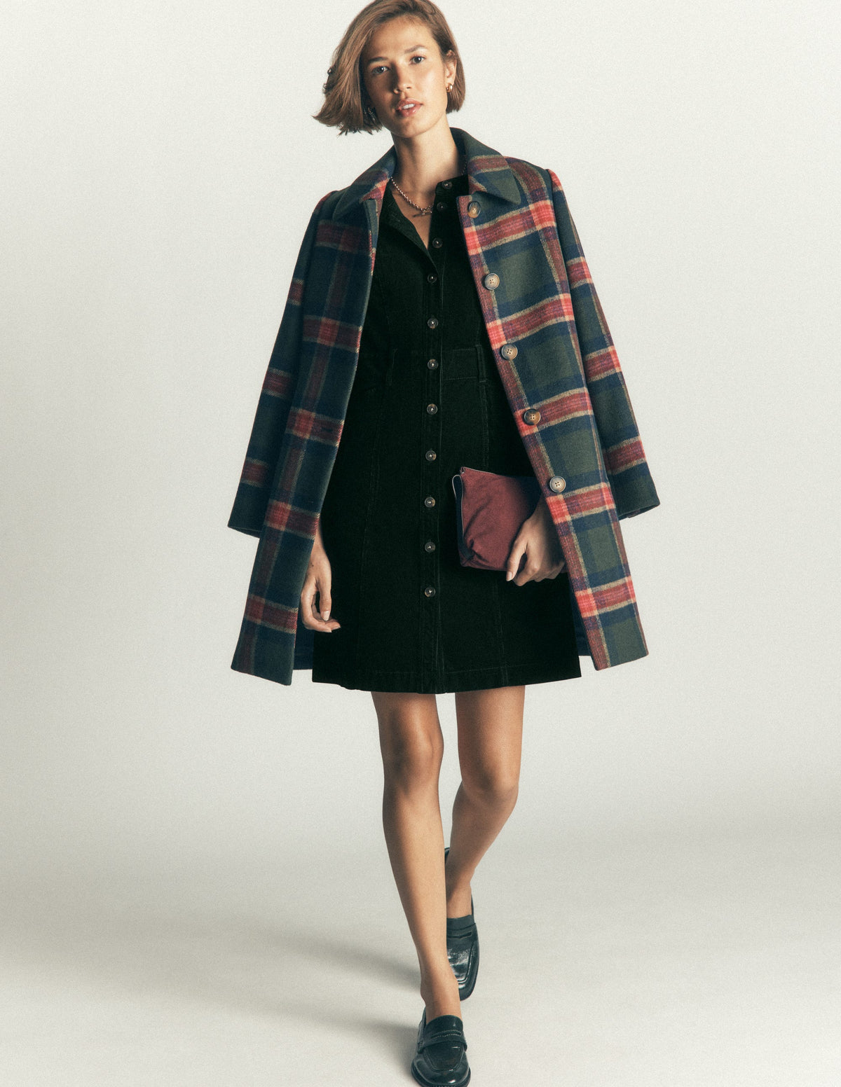 Zara Kurzes Cordkleid-Mitternachtsblau Smaragdgrün - Image 4