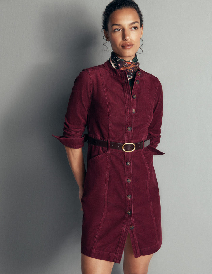 Zara Kurzes Cordkleid-Dunkelviolett