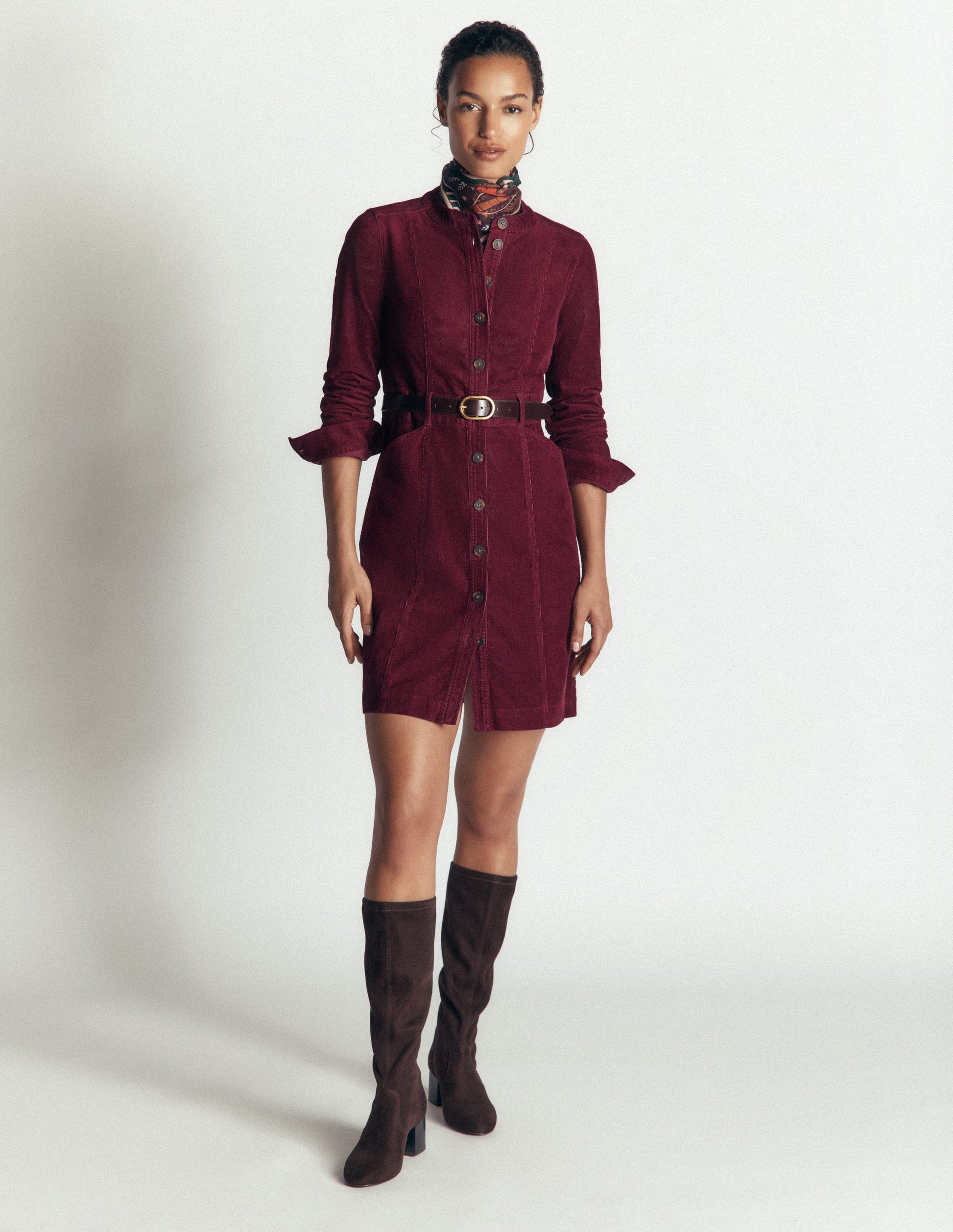 Robe courte Zara en velours côtelé-Glycine profond-4