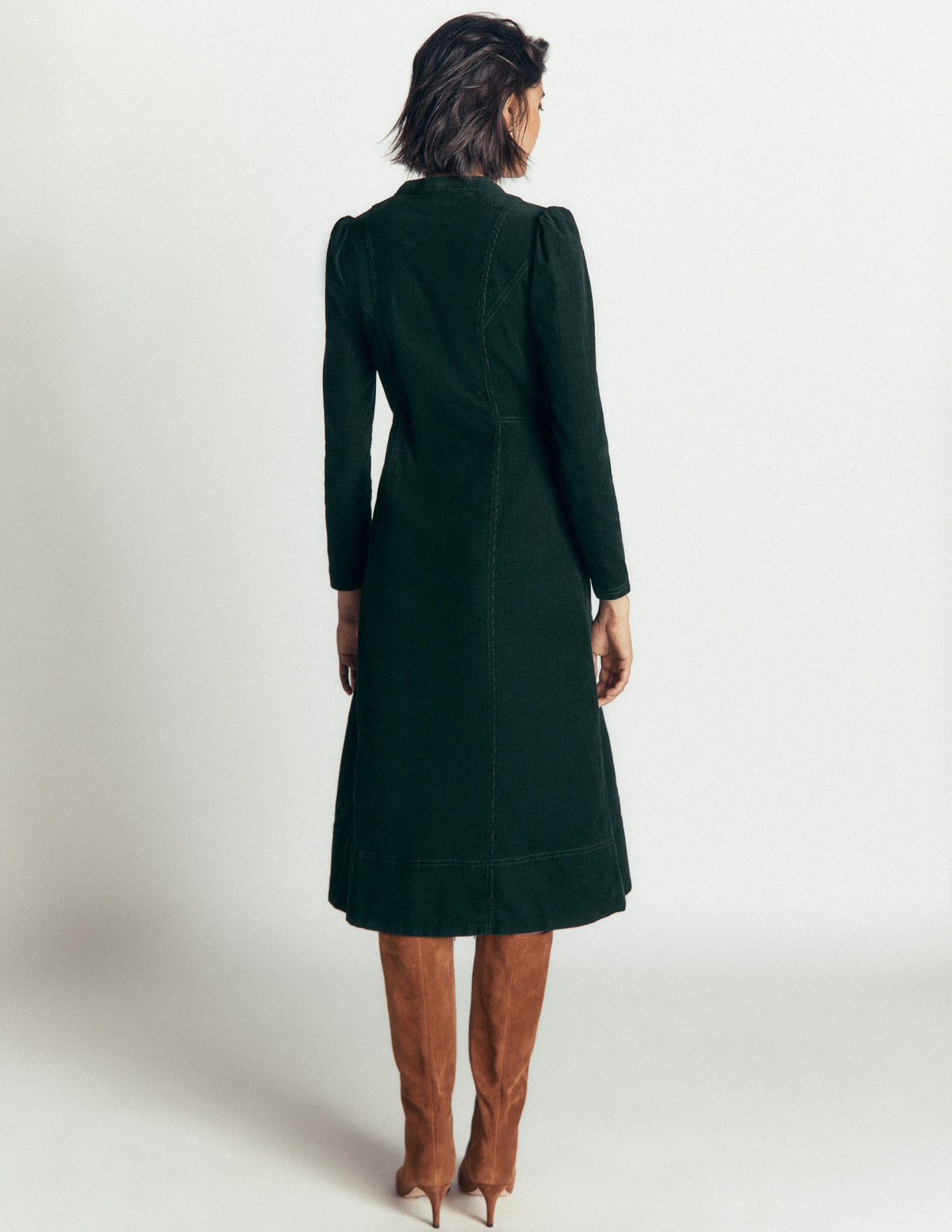 Una Cord-Midikleid-Mitternachtsblau Smaragdgrün - Image 3