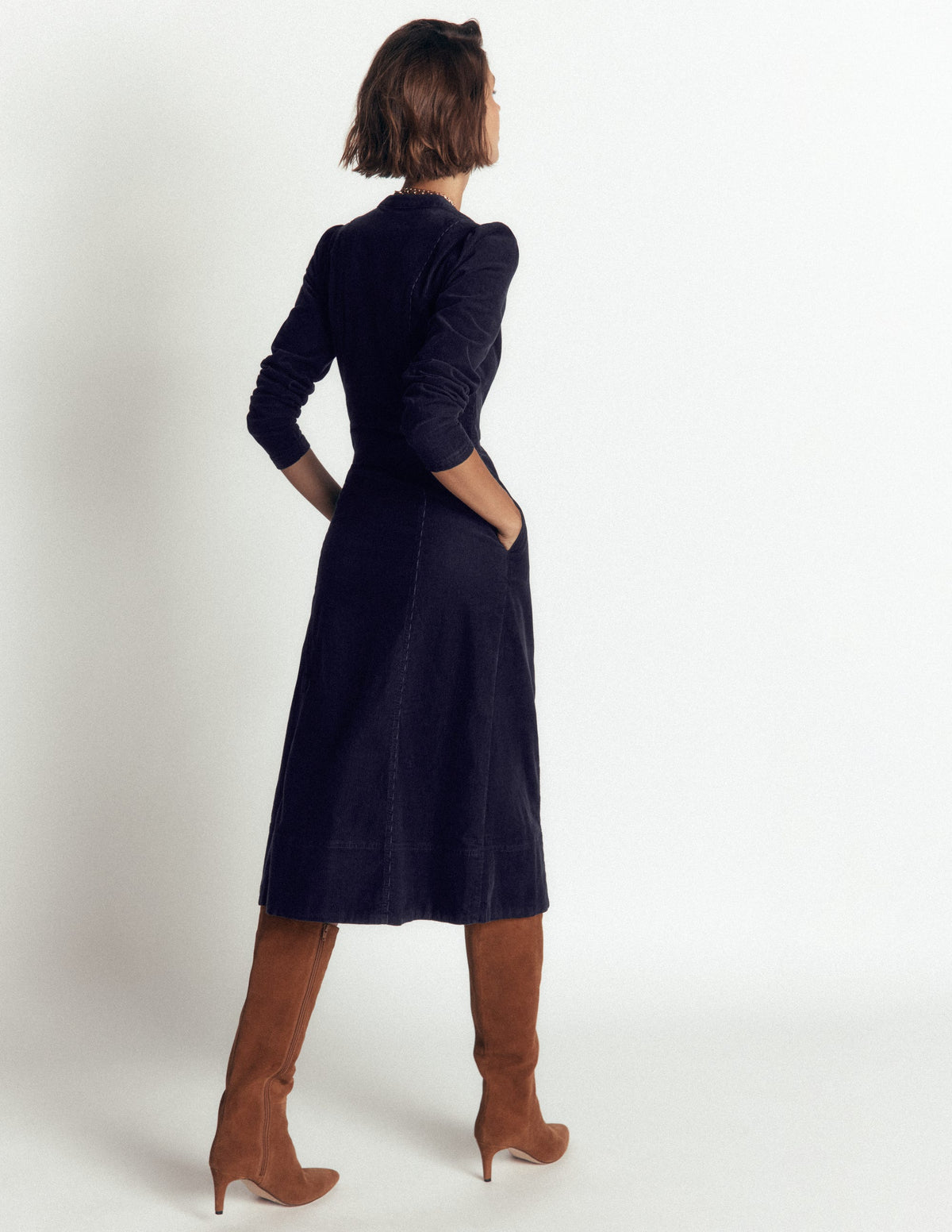 Una Cord-Midikleid-Marineblau - Image 3