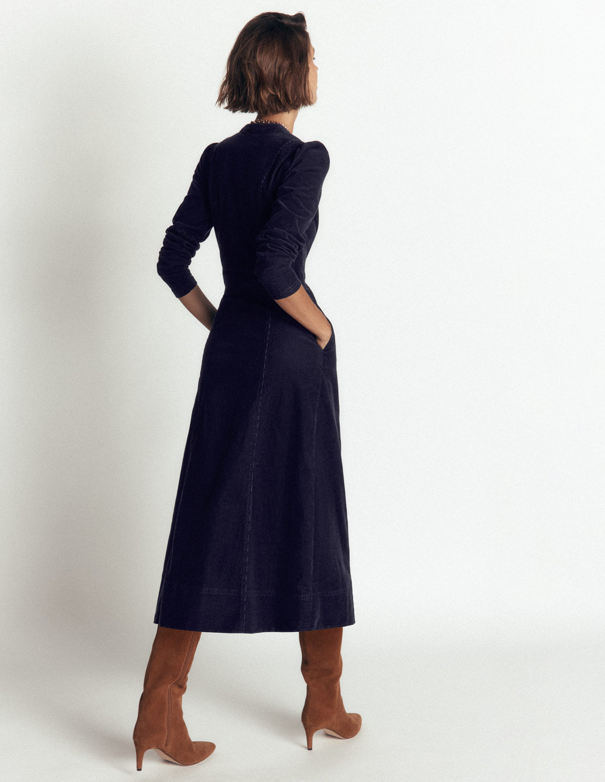 Una Cord-Midikleid-Marineblau - Image 2