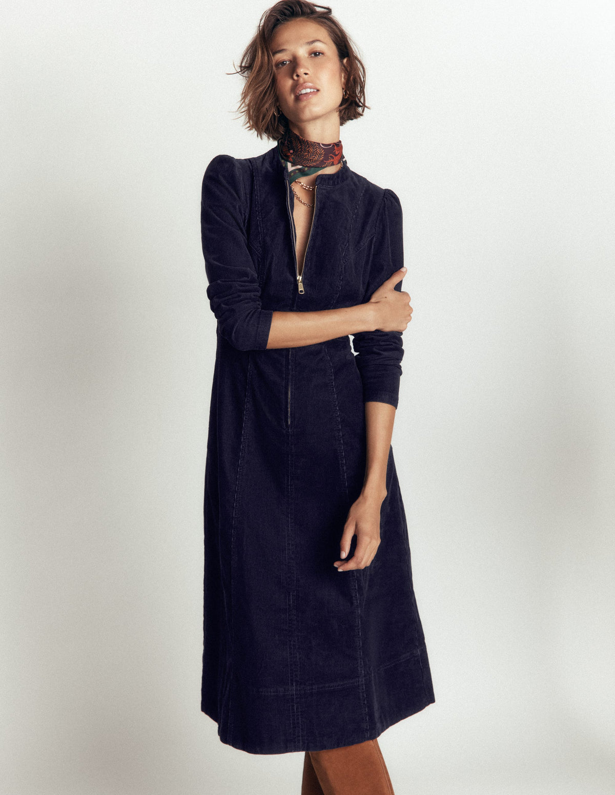 Una Cord-Midikleid-Marineblau - Image 5