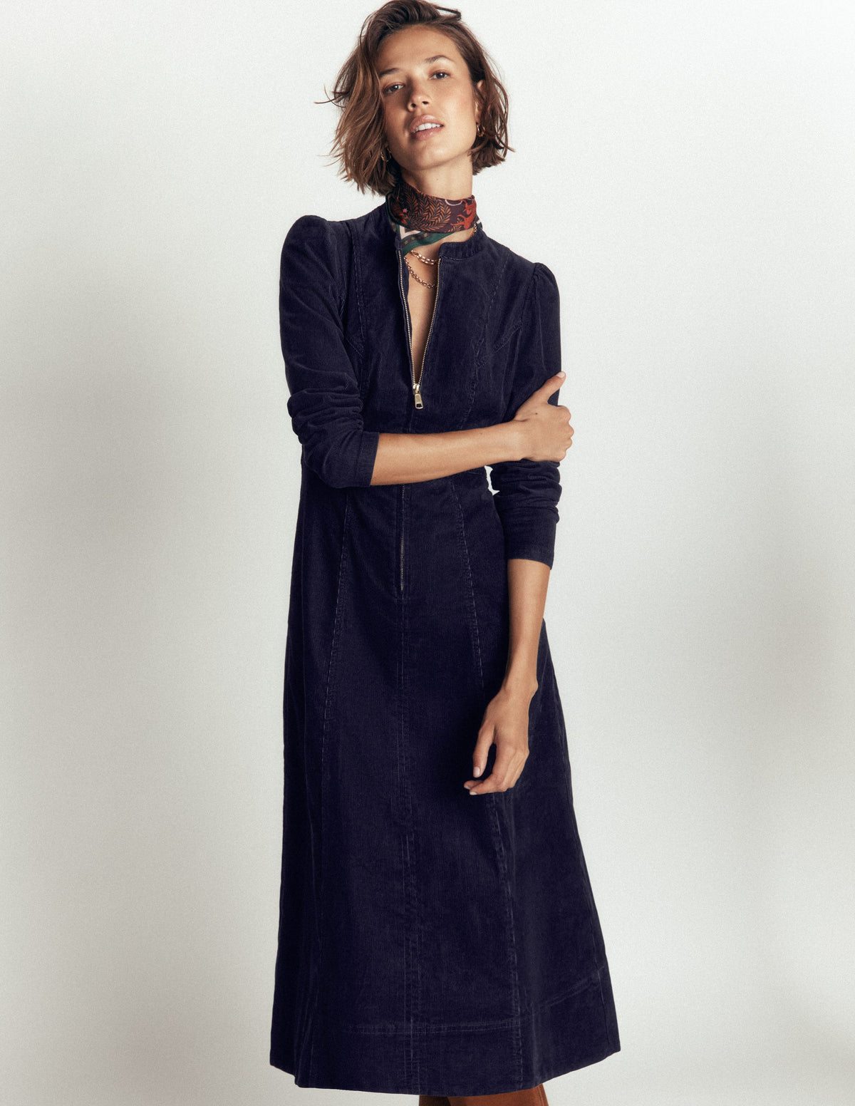Una Cord-Midikleid-Marineblau - Image 4