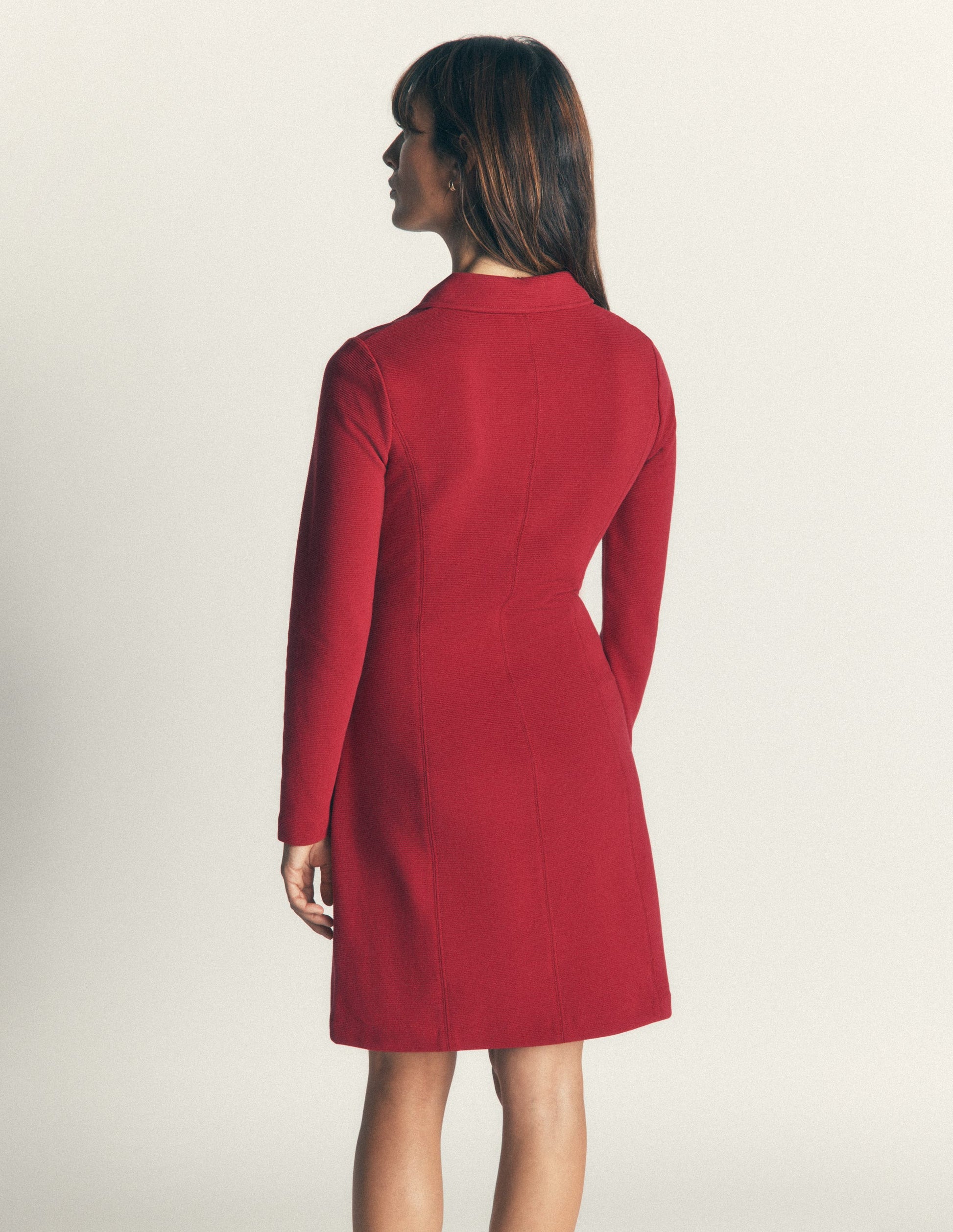 Nia Langärmliges Ottoman-Kleid-Purpurrot-4