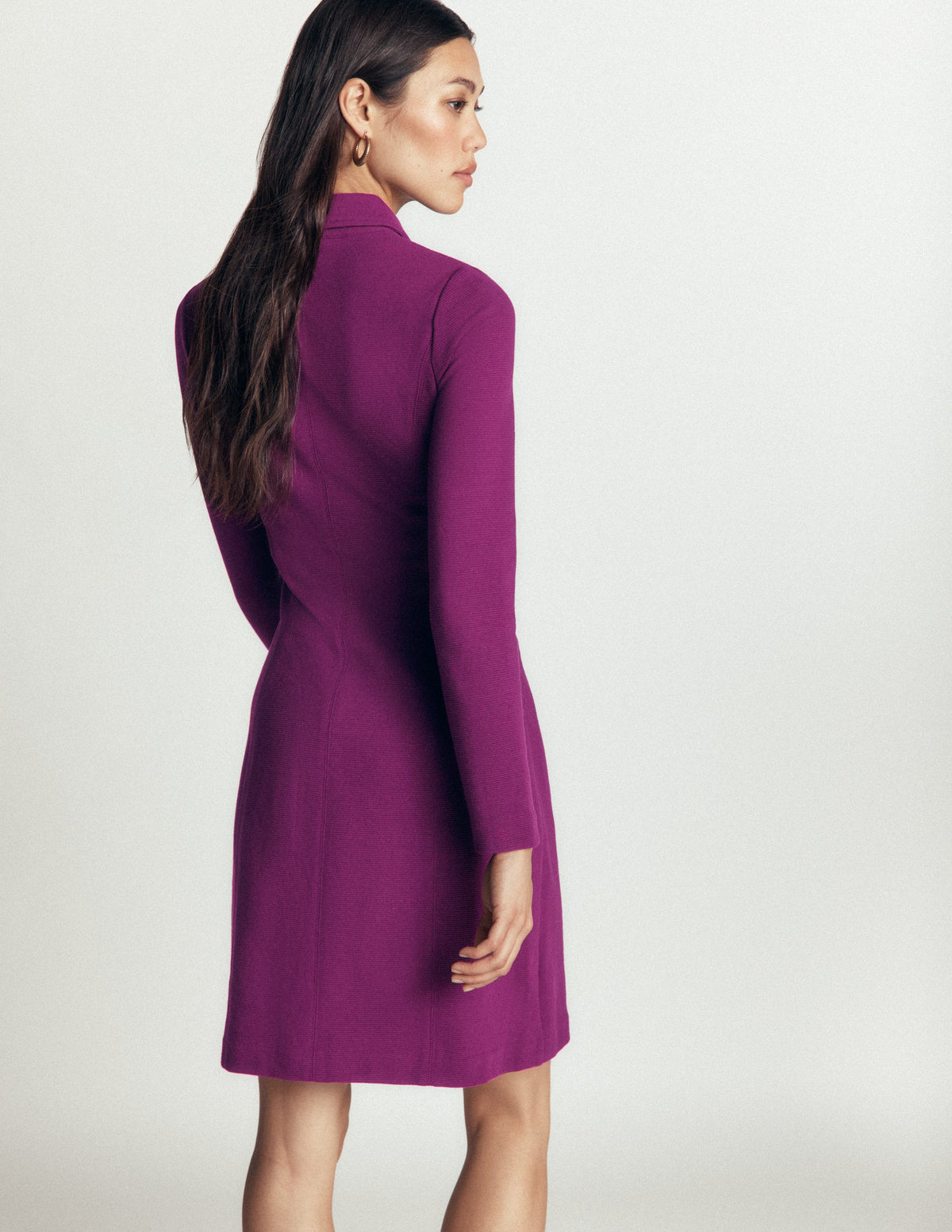 Nia Langärmliges Ottoman-Kleid-Pflaumenmarmelade-3