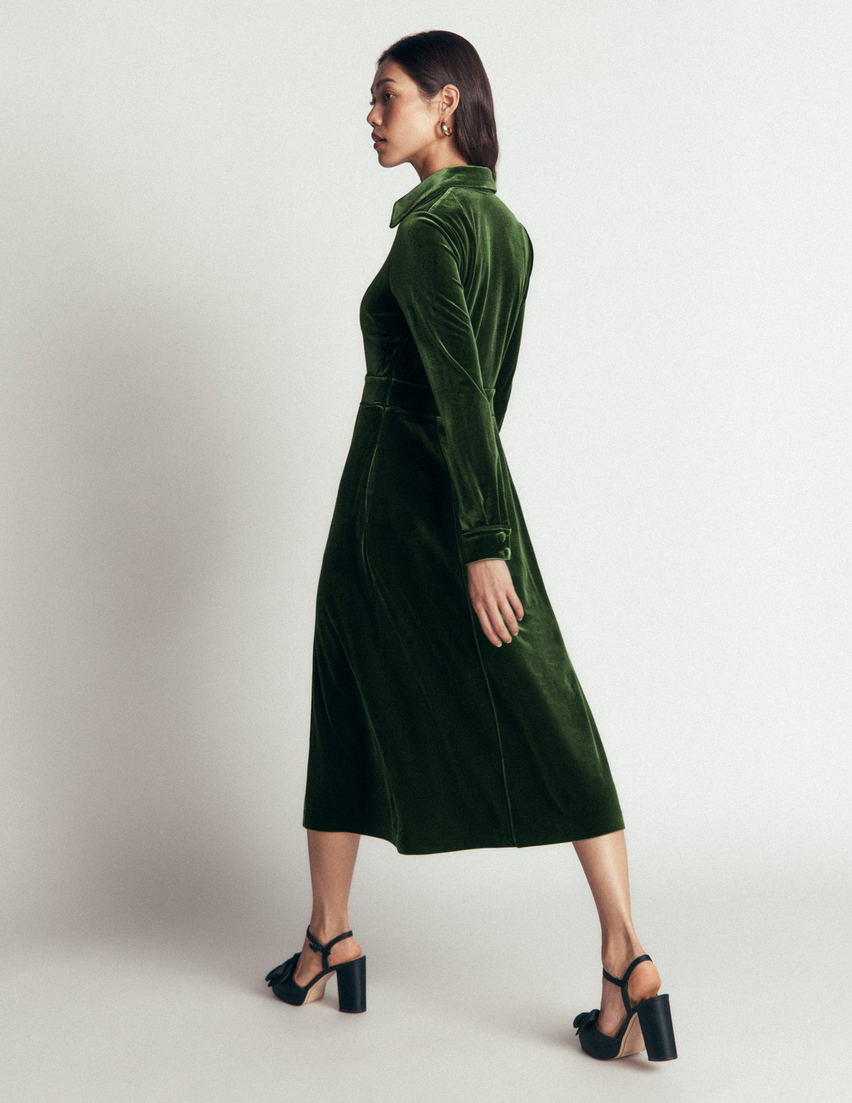 Etta Paspeliertes Samtkleid-Douglasie - Image 4