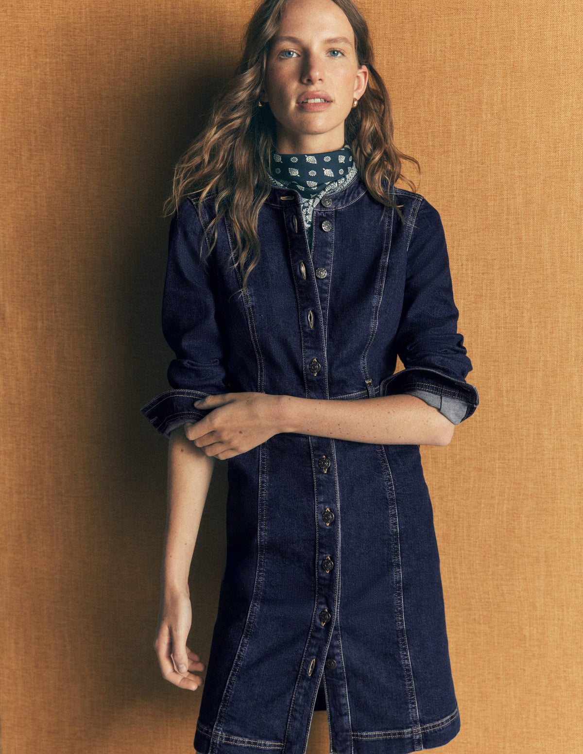 Zara Kurzes Jeanskleid-Dunkles Vintageblau-1