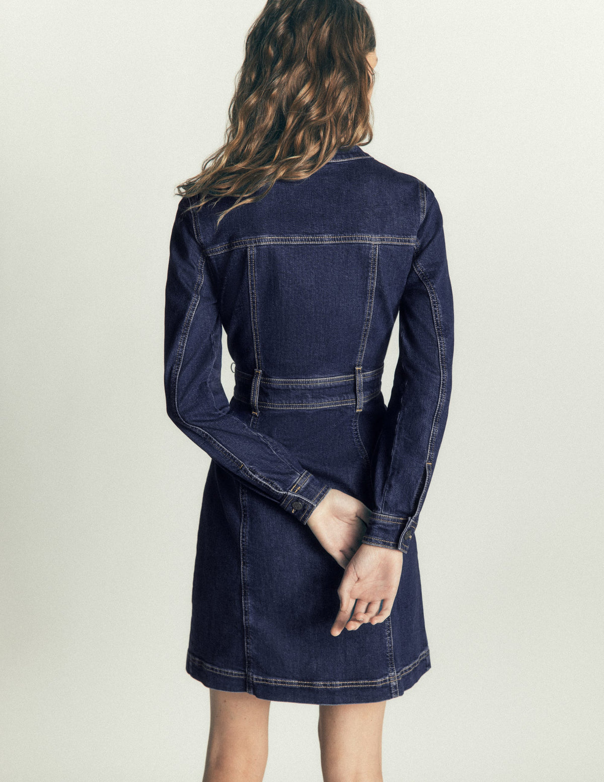 Zara Kurzes Jeanskleid-Dunkles Vintageblau-3