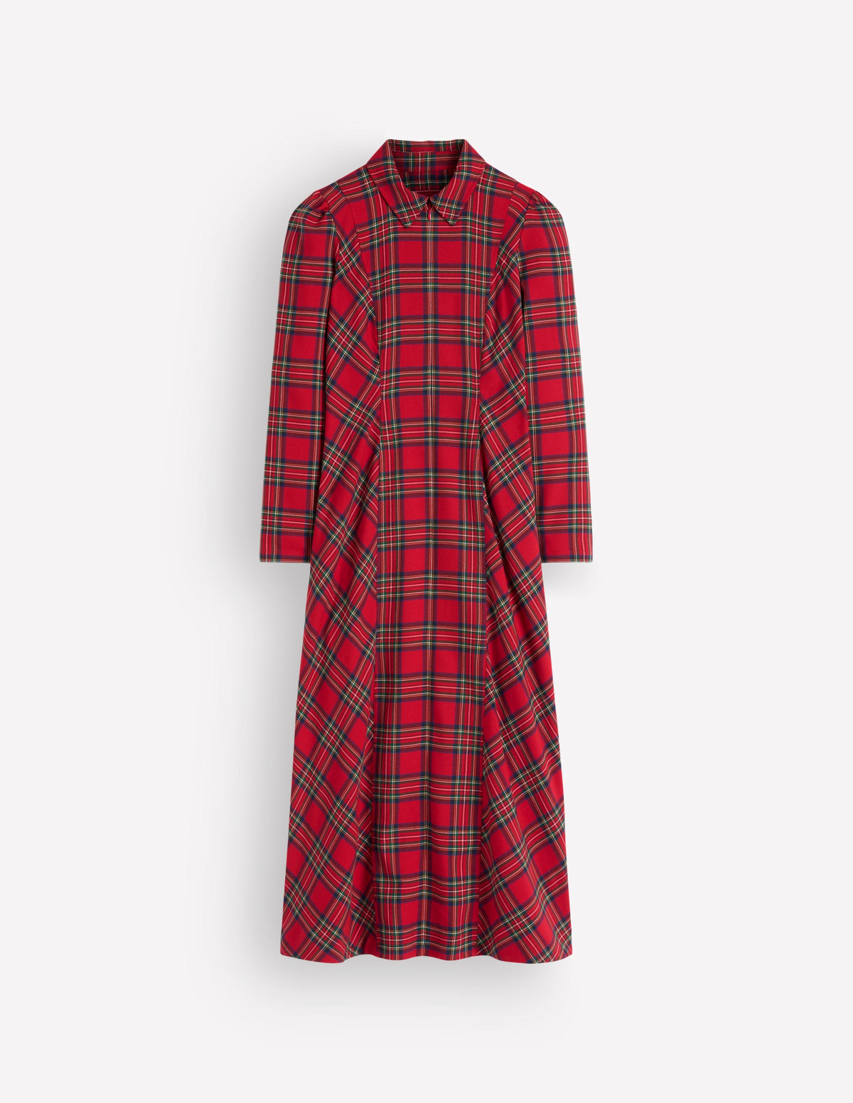 Una Collared Check Midi Dress-Red, Blue and Green Check-8