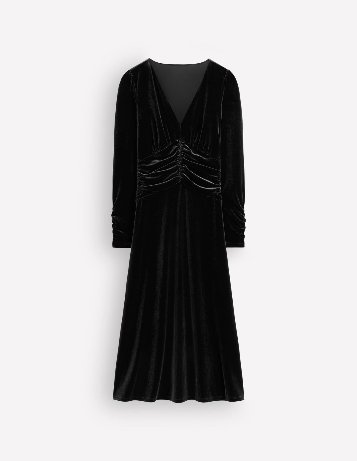 Mya Gerafftes Samt-Midikleid-Black Beauty - Image 5
