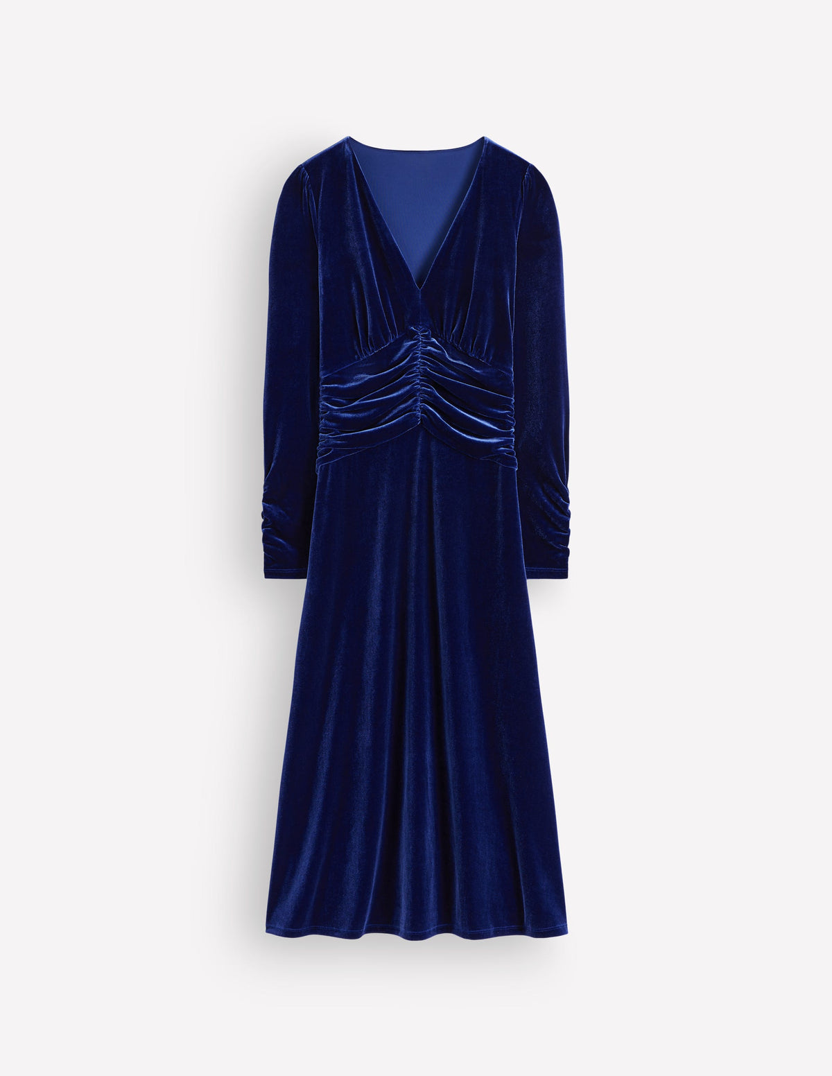Mya Gerafftes Samt-Midikleid-Saphirblau-5