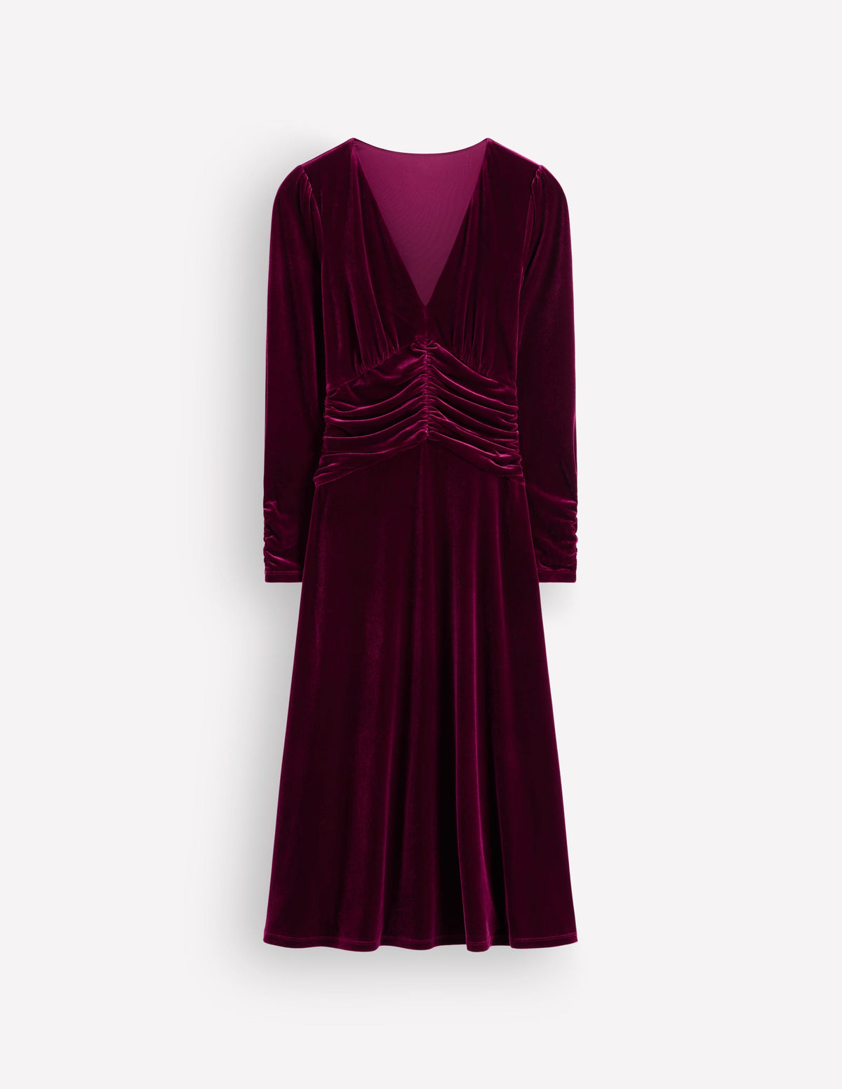 Mya Gerafftes Samt-Midikleid-Rote Beete-5
