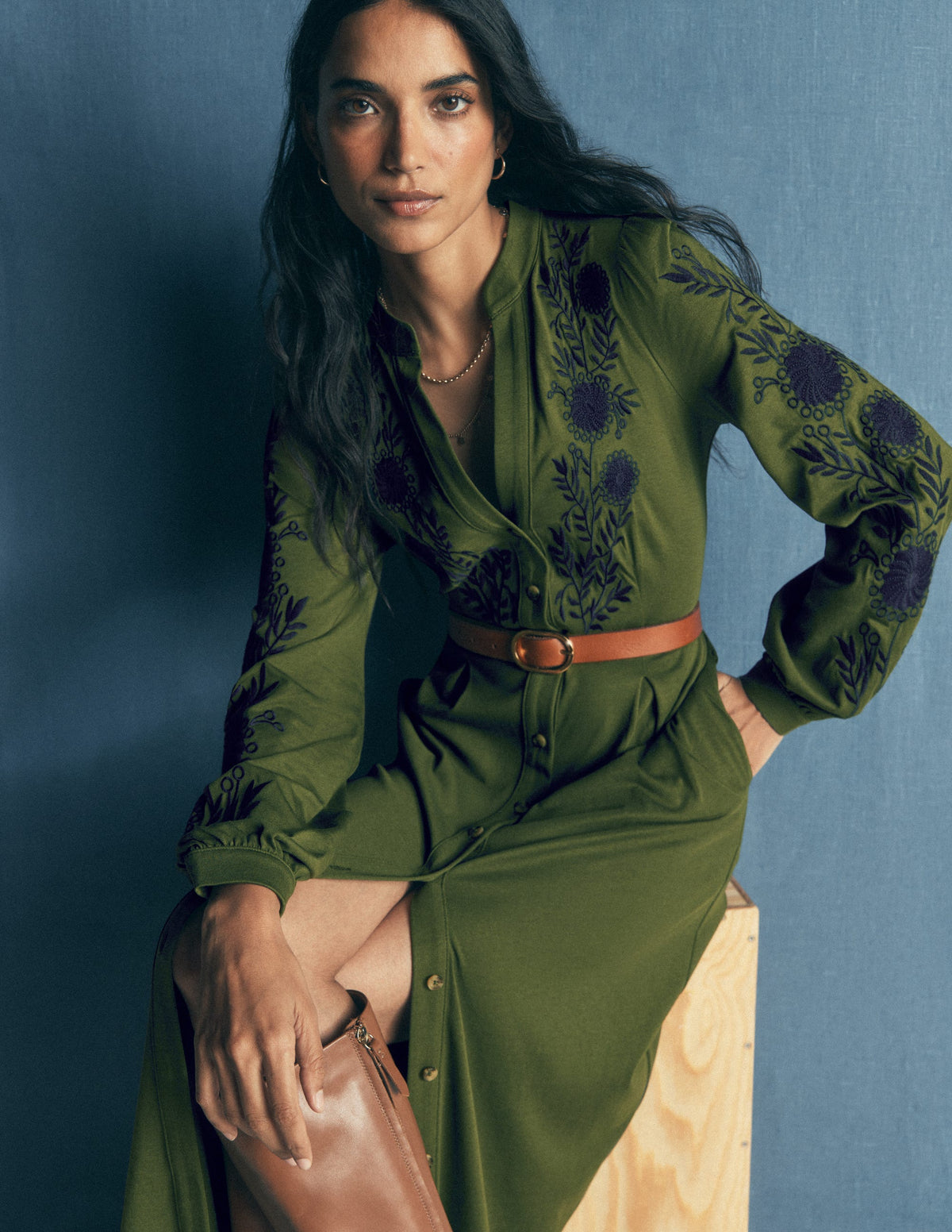 Robe midi Juliet en jersey-Broderie vert Brunswick - Image 5