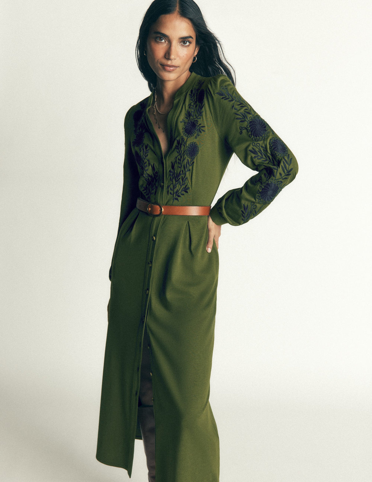 Robe midi Juliet en jersey-Broderie vert Brunswick - Image 6