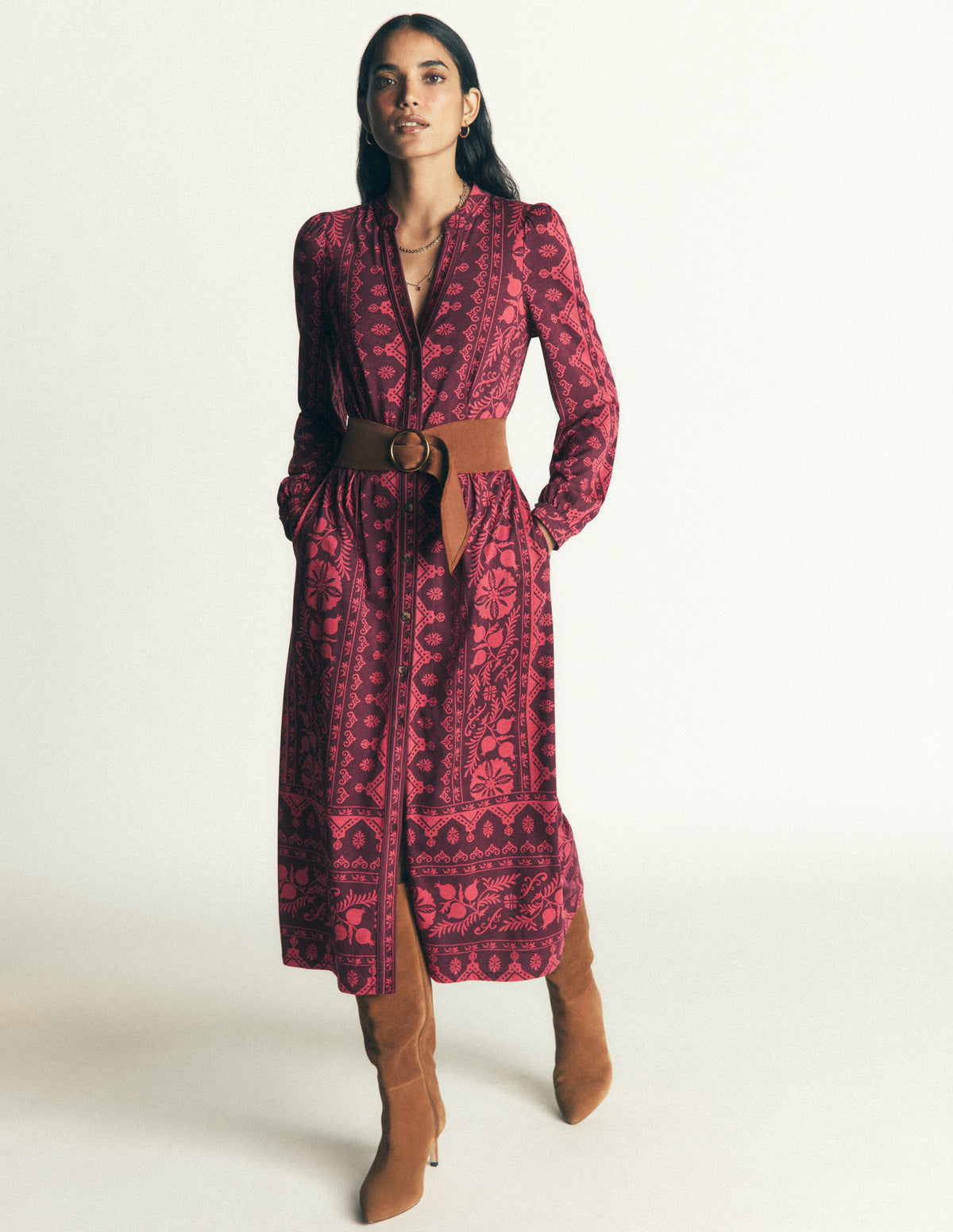 Juliet Jersey-Midikleid-Dunkler Blauregen, Bezauberndes Blattmuster - Image 4