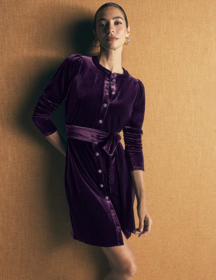 Honor Kurzes Samtkleid-Nachtschatten