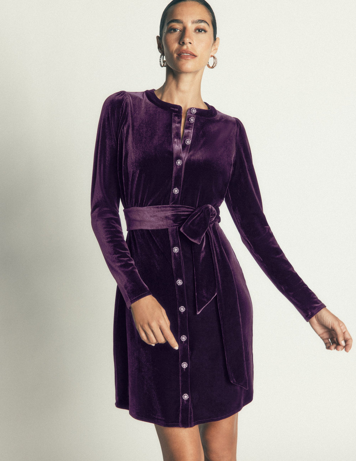 Honor Kurzes Samtkleid-Nachtschatten - Image 5
