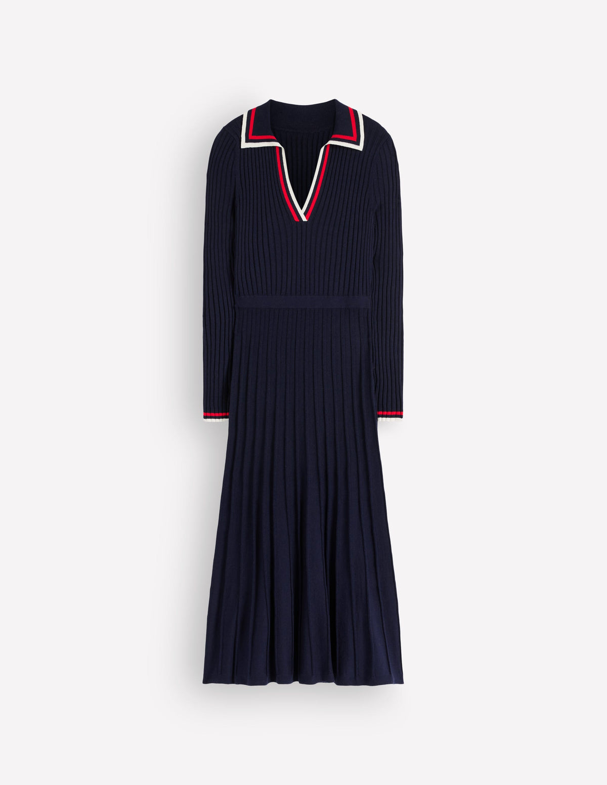 Geripptes Henley-Strickkleid-Marineblau - Image 5