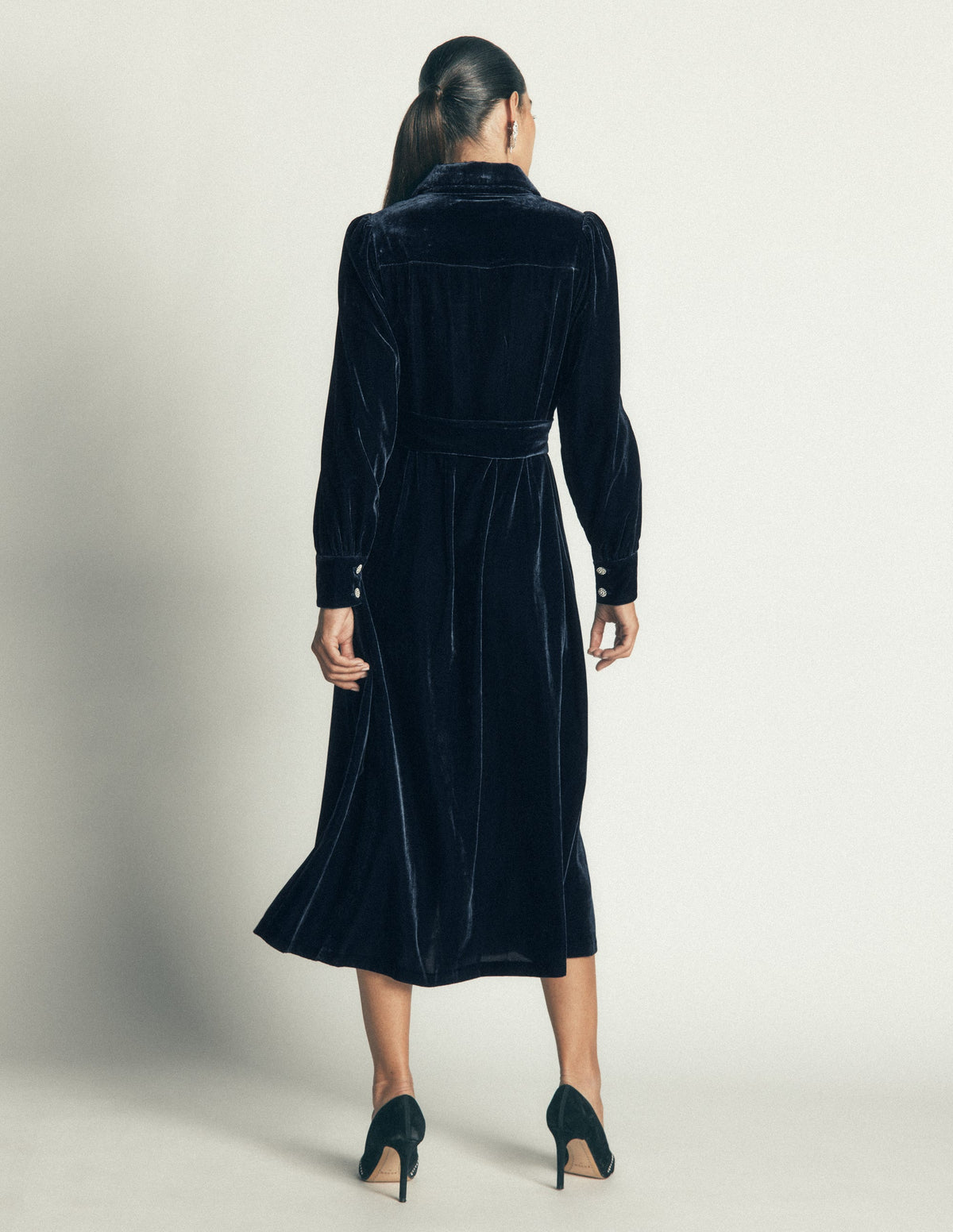 Maeve Hemdblusenkleid aus Samt-Blaugrün Meer - Image 4