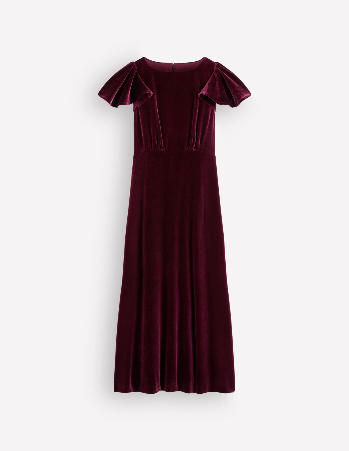Samtkleid mit drapierten Ärmeln-Dunkle Kirsche-5