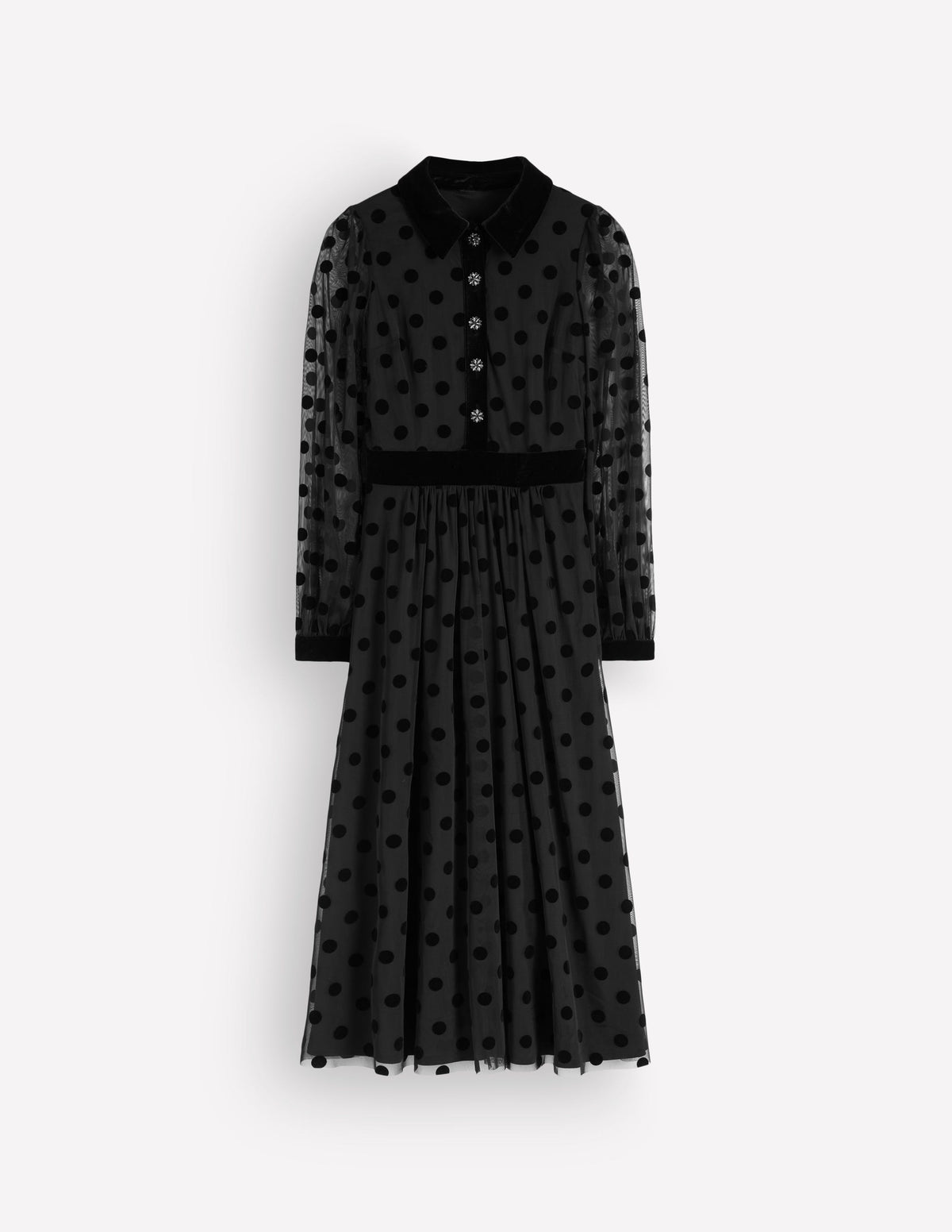 Tüllkleid mit Kontrastdetails-Schwarz - Image 8