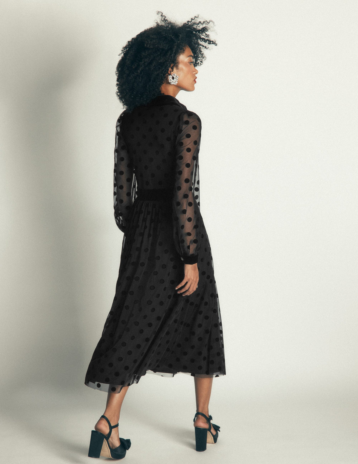 Tüllkleid mit Kontrastdetails-Schwarz-4