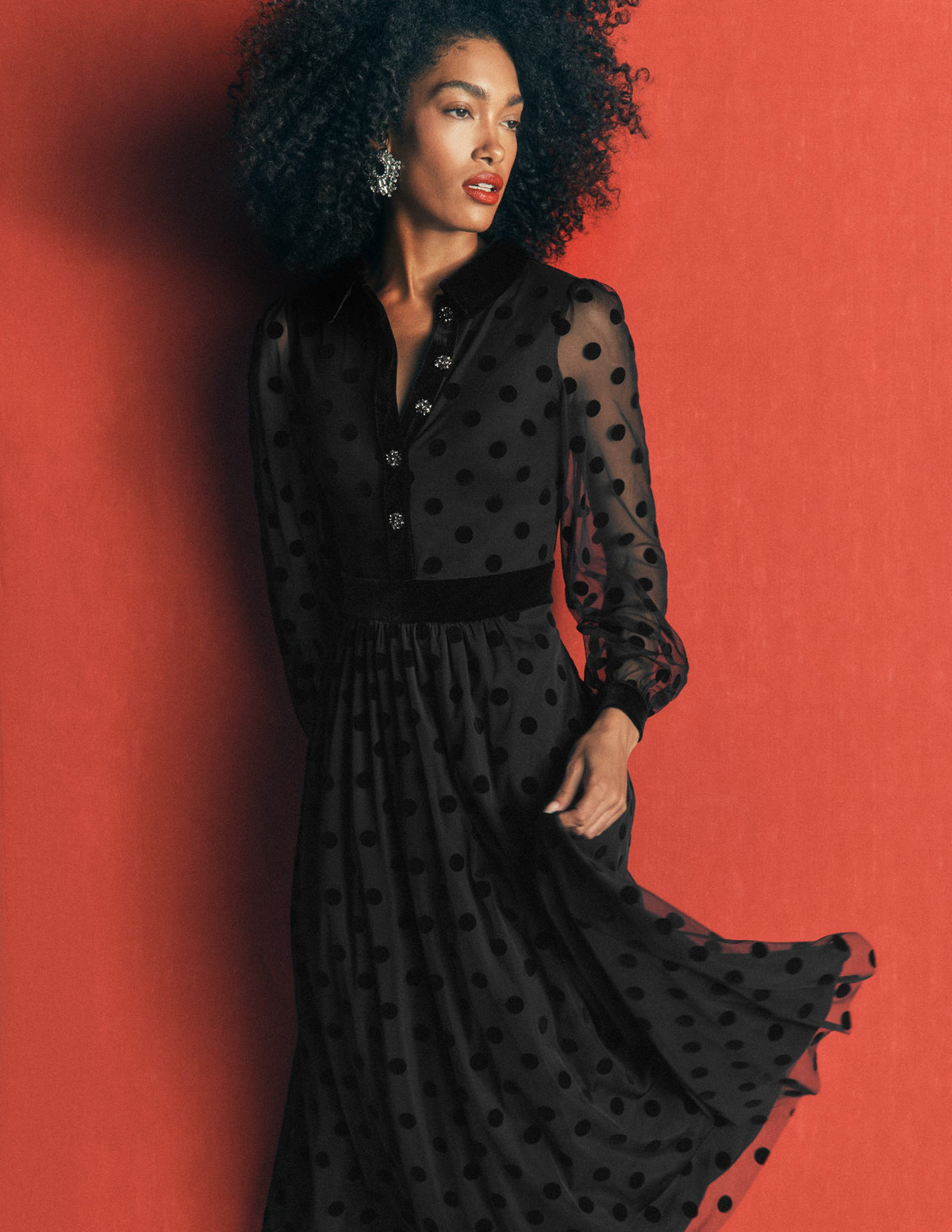 Tüllkleid mit Kontrastdetails-Schwarz-6