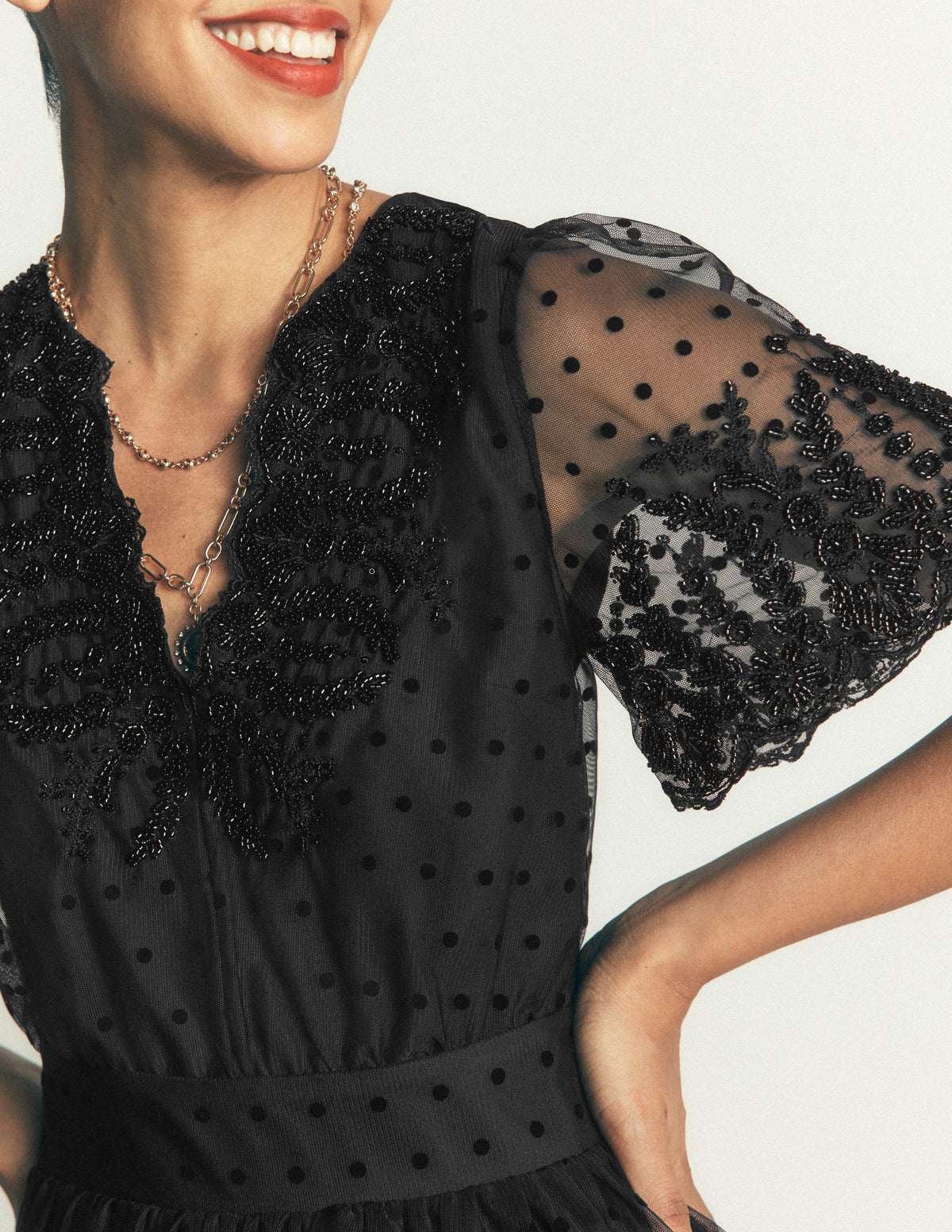 Besticktes Tüll-Maxikleid-Schwarz - Image 3
