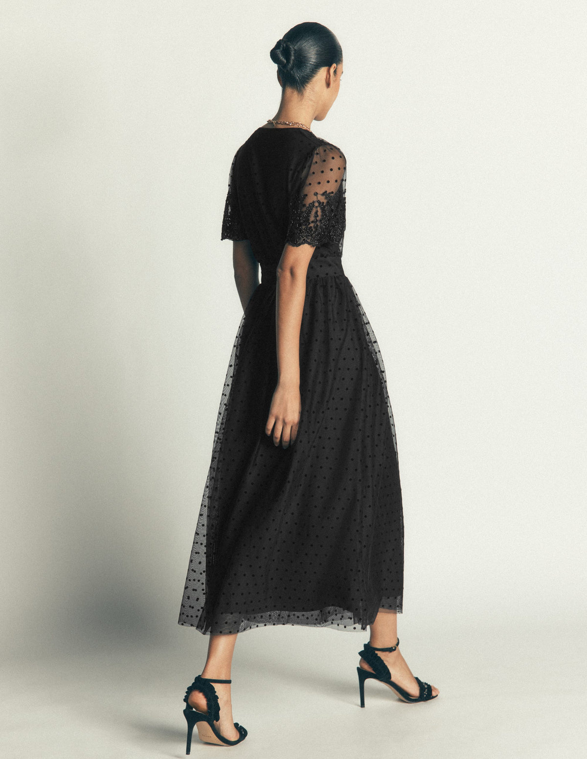 Besticktes Tüll-Maxikleid-Schwarz-4
