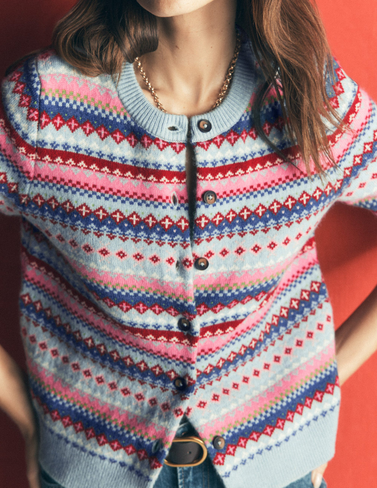 Edie Fair Isle Cardigan-Blue all over fair isle-2
